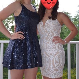 Navy Sequined Homecoming/Party Dress